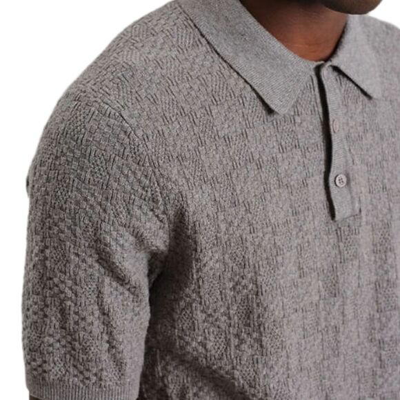 Wax London Naples Textured Knit Polo XL (Fits Large) Cotton Cashmere Sweater - Picture 3 of 15